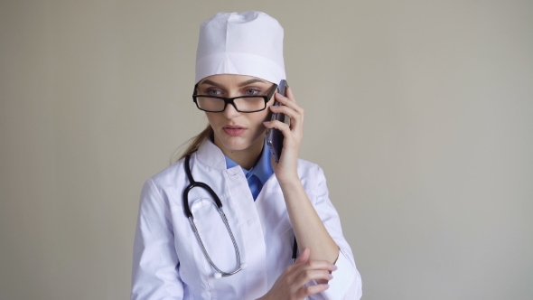 Phone Conversation Girl Doctor with Patient