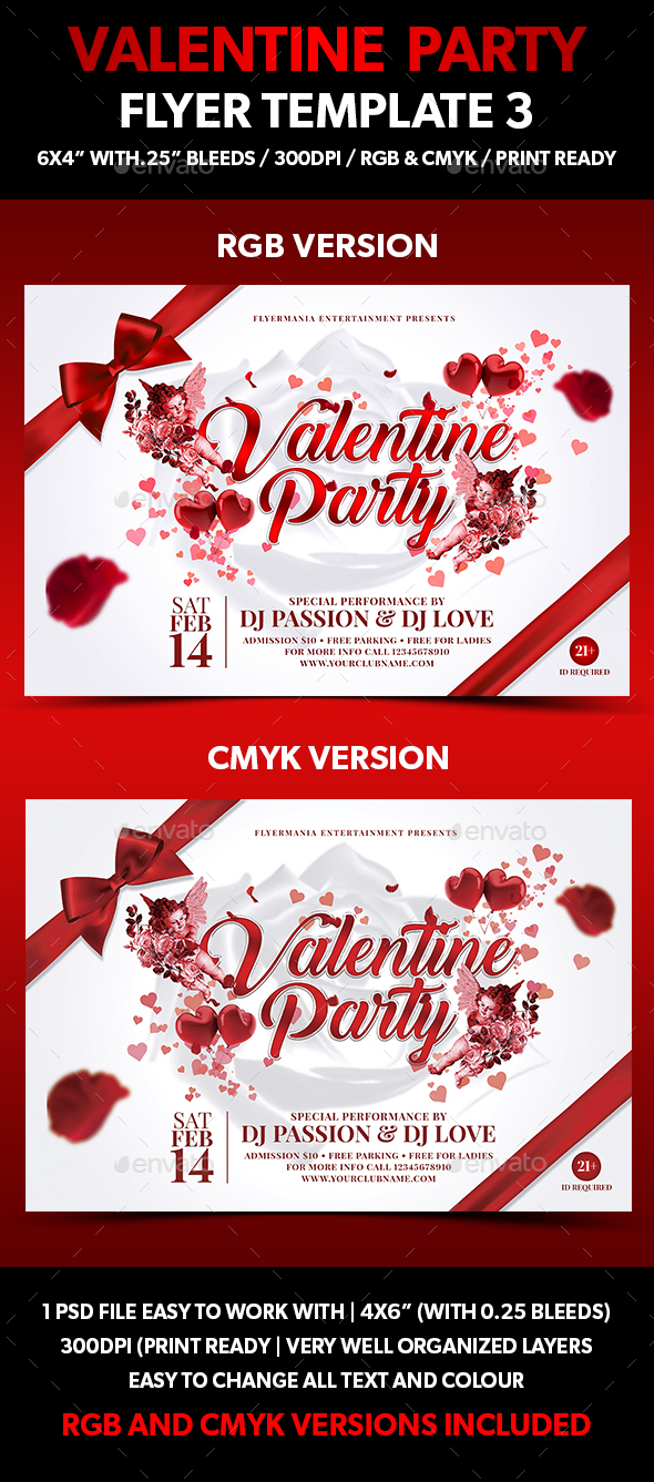 Valentine Party Flyer Template 3