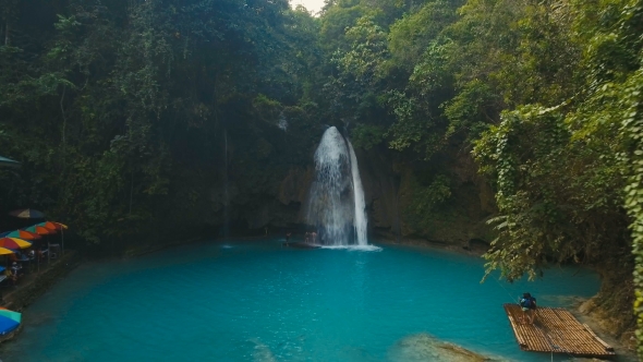 Beautiful Tropical Waterfall. Kawasan Falls. Philippines Cebu Island.