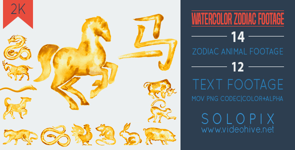 Watercolor Zodiac Footage 2k alt