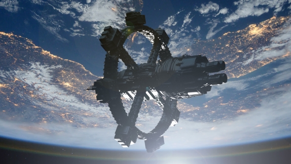 Space Station Orbiting Earth alt