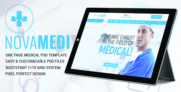 NOVAMEDI - one page Medical psd template