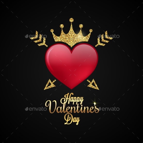 Valentines Day Heart Gold Lettering Background