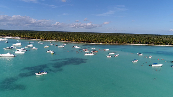 Boats on the Beach from a Drone