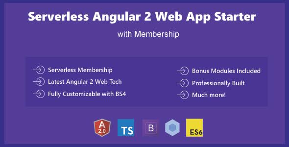 Serverless Angular 2 - Bootstrap 4 Web App Template Starter with Membership