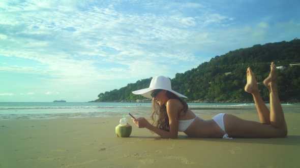 Woman In Bikini On Vacation By Sea
