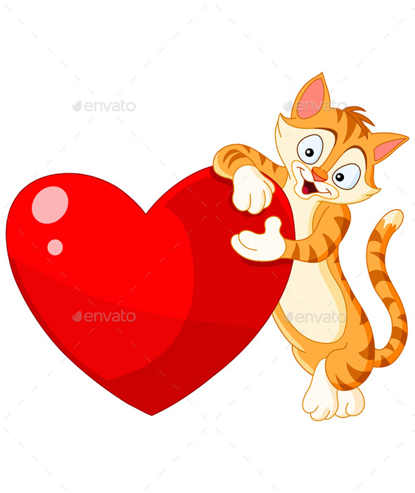 Cat Holding Heart Valentine