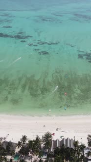 Vertical Video of the Ocean Near the Coast of Zanzibar Tanzania