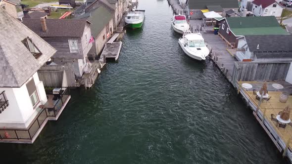 Historic Fish Town in Leland Michigan on the coast of Lake Michigan