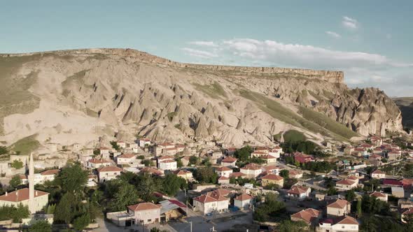 Selime Cathedral From Turkey View From Air During Sunset