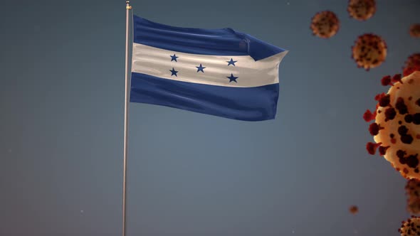 Honduras Flag With Corona Virus Attack 4K