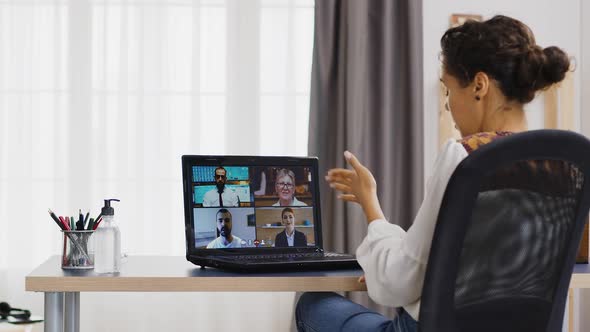 Business Woman in a Remote Video Call