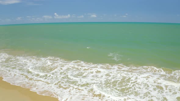 Aerial, Gorgeous View On The Ocean Waves In Ellis Beach In Cairns, Queensland, Australia