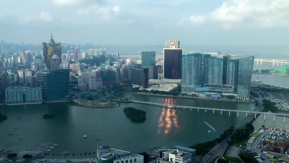 Macau Peninsula Skyscrapers at Cathedral in China Timelapse
