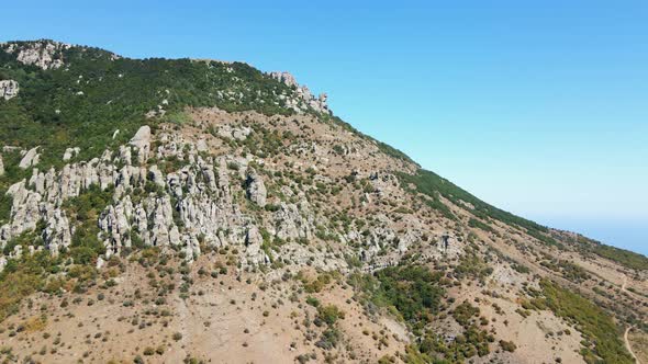 Drone Flight Near Mount Demerdzhi in Crimea Russia