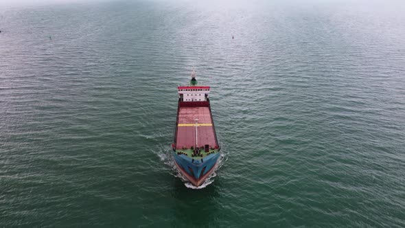 Large General Cargo Ship Tanker Bulk Carrier Aerial View