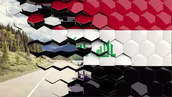 Iraq Flag Hexagon Transition - 4K Resolution