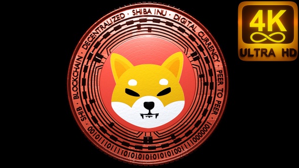 Shiba Inu Shib Cryptocurrency Coin Rotating. A Decentralized Blockchain Ecosystem. High Market Cap