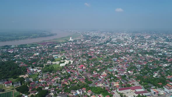 City of Vientiane in Laos seen from the sky