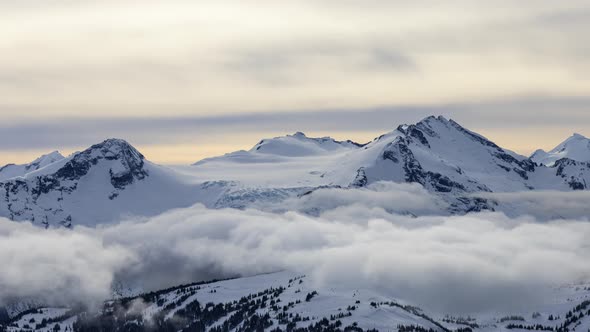 Beautiful Time Lapse View of Whistler Mountain and Canadian Nature Landscape