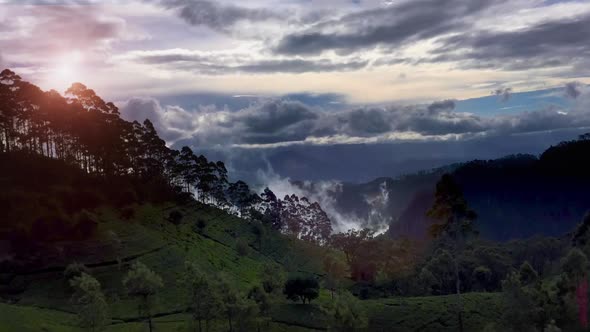 Mountain landscape timelapse moving clouds in Srilanka