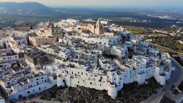 Aerial View Over Ostuni in Italy Also Called the White City