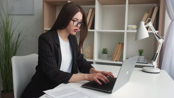 Busy Female Worker Remote Job Computer Connection