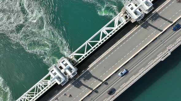 Bird's Eye View of a Storm Surge Barrier in the Netherlands