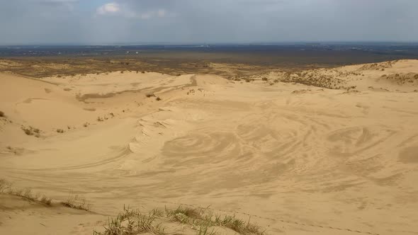 A Unique Sandy Mountain in the Caucasus on a Cloudy Day