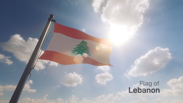 Lebanon Flag on a Flagpole V2