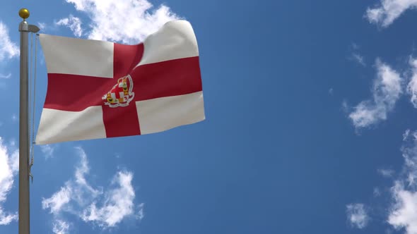 Almeria City Flag (Spain) On Flagpole