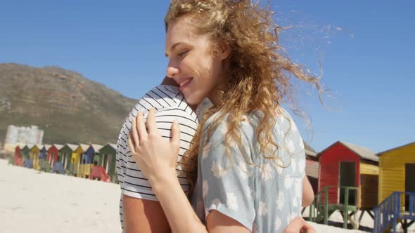 Romantic couple dancing together at beach 4k