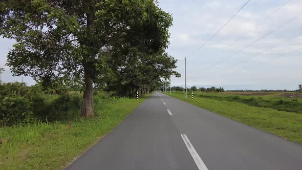 Gimbal shot drive at the asphalt road