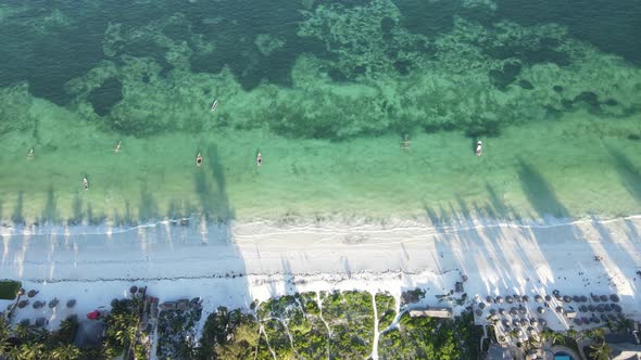 Boats in the Ocean Near the Coast of Zanzibar Tanzania Slow Motion