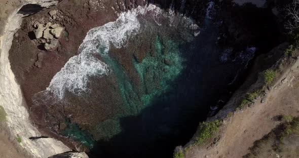 AERIAL: Broken Beach in Nusa Penida Indonesia