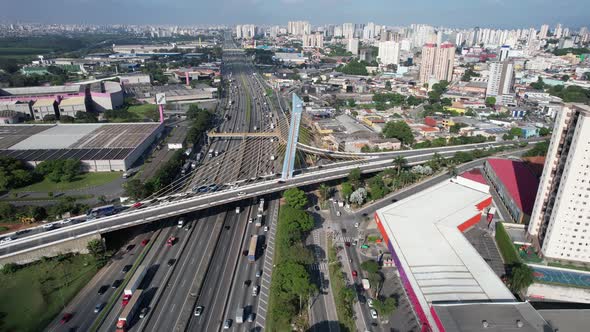 Cable stayed bridge at downtown Guarulhos Brazil