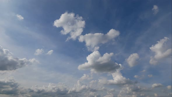 Time lapse of white cloud moving pass around sky background