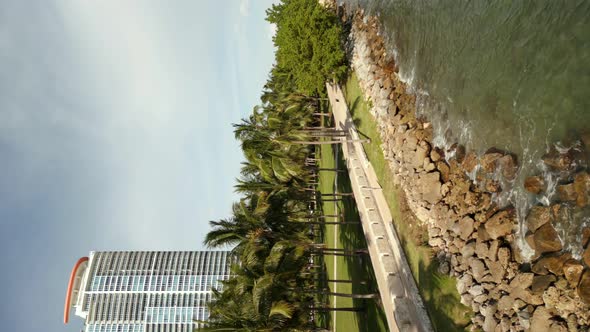Vertical Video Miami Beach South Pointe Park Shore Stones