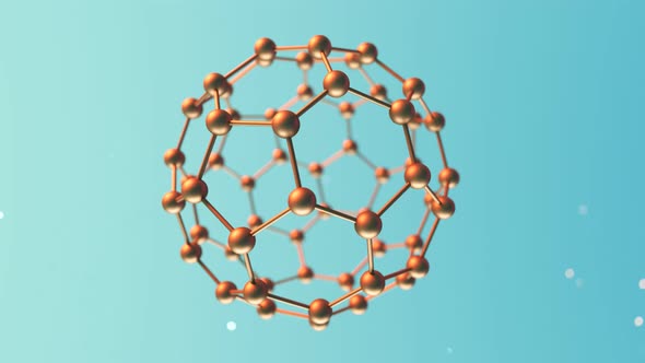 Loop animation of fullerene sphere carbon molecule. C60, graphene, Science