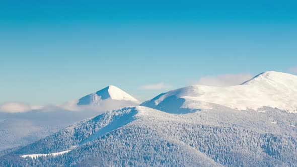 Beautiful Winter Landscape with Snow Covered Trees. Winter Mountains.