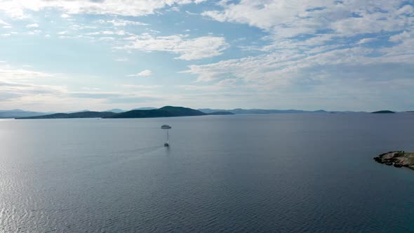 Aerial Drone Shot of Marina Bay in Adriatic Sea, Croatia