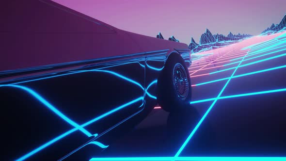 Retro Car of the Future, Retrowave Style Back To the 1980's