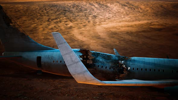 Abandoned Crushed Plane in Desert