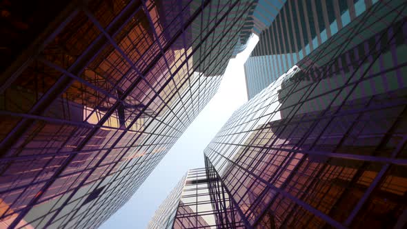 Skyscraper Banks in the Hong Kong City Looking up to High-rise Buildings Skyscrapers 