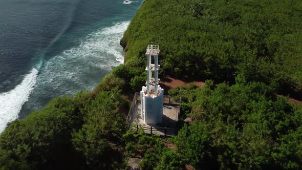 Lighthouse on clifftop above ocean