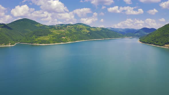 Aerial View on Beautiful Artificial Mountain Lake Zlatar in Serbia