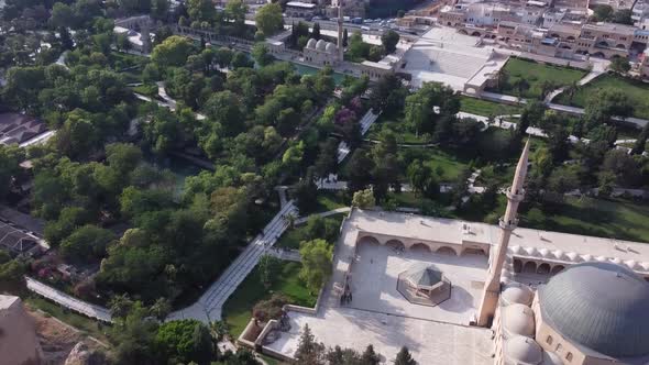 Sanliurfa Great Mosque Aerial view. Overview of Sanliurfa City - - Turkey
