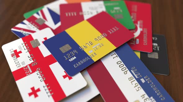 Emphasized Bank Card with Flag of Romania alt