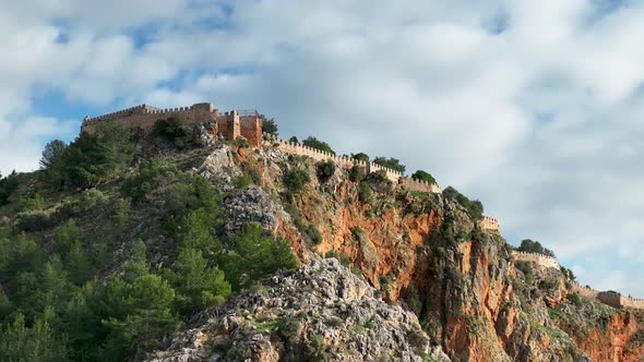 Alanya Aerial View 4 K of Mountain and City Turkey