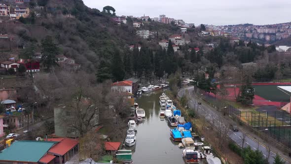 Istanbul Bosphorus Canal Aerial View 